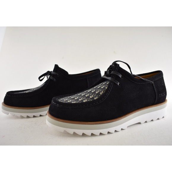 Dior Mens Explorer Boat Shoe Black Suede Blue Oblique Logo Lace Up Loafer 44 11 - Picture 13 of 15